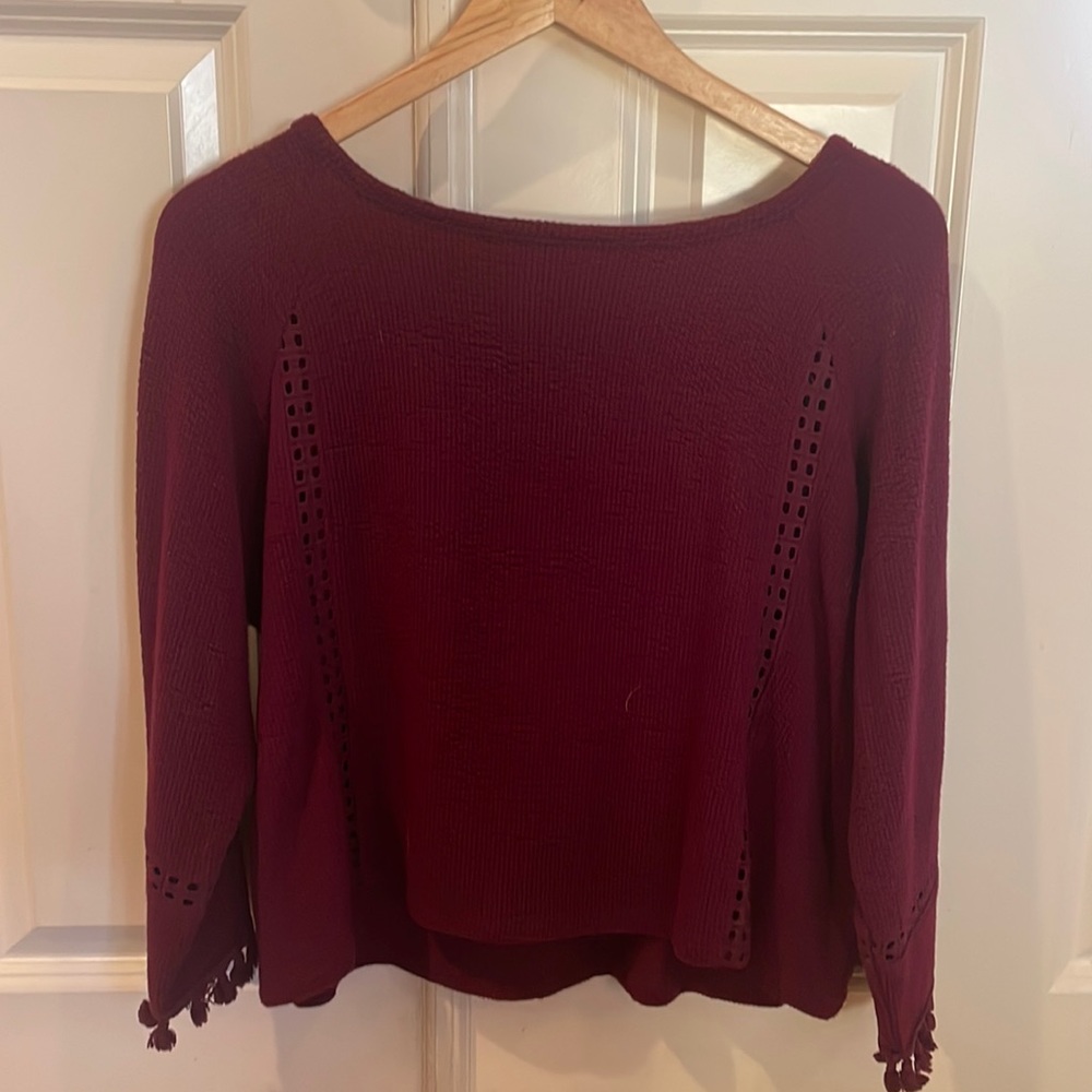 Anthropologie Olanda Knit Eyelet Tassle Top S